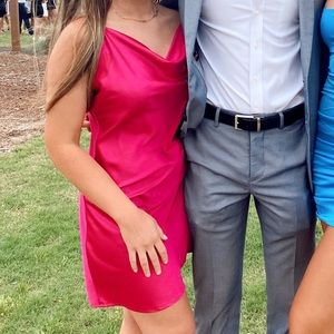 Hot Pink Satin Dress